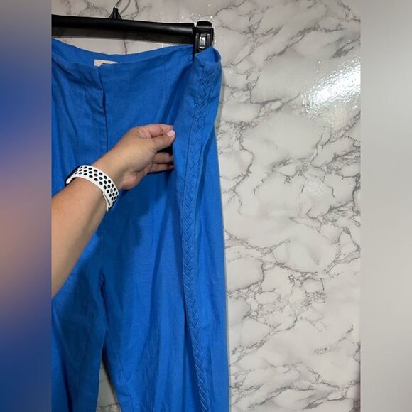 Jason Wu - Aqua Blue Linen Blend Braided
Trim Pants Sz 12 - Picture 7 of 12
